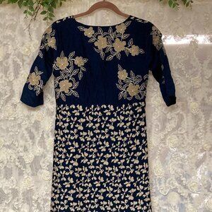 Blue Art Silk High - Low Indo Western Dress